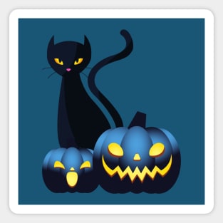 Halloween Spooky Pumpkins Black Cat and Happy Fall Season Autumn Vibes Magnet